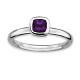 Sterling Silver Stackable Expressions Cushion Cut Amethyst Ring - shirin-diamonds