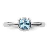 Sterling Silver Stackable Expressions Cushion Cut Aquamarine Ring