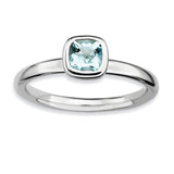 Sterling Silver Stackable Expressions Cushion Cut Aquamarine Ring - shirin-diamonds