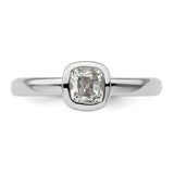 Sterling Silver Stackable Expressions Cushion Cut White Topaz Ring