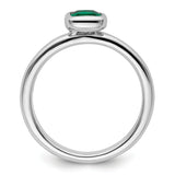 Sterling Silver Stackable Expressions Cushion Cut Cr. Emerald Ring