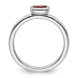 Sterling Silver Stackable Expressions Cushion Cut Created Ruby Ring