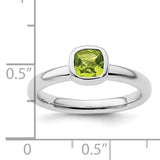 Sterling Silver Stackable Expressions Cushion Cut Peridot Ring