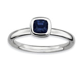 Sterling Silver Stackable Expressions Cushion Cut Cr. Sapphire Ring - shirin-diamonds
