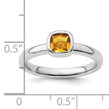 Sterling Silver Stackable Expressions Cushion Cut Citrine Ring