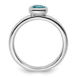 Sterling Silver Stackable Expressions Cushion Cut Blue Topaz Ring