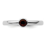 Sterling Silver Stackable Expressions High 4mm Round Garnet Ring