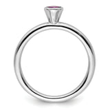 Sterling Silver Stackable Expressions High 4mm Round Amethyst Ring Size 6