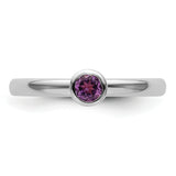 Sterling Silver Stackable Expressions High 4mm Round Amethyst Ring Size 6