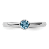 Sterling Silver Stackable Expressions High 4mm Round Aquamarine Ring