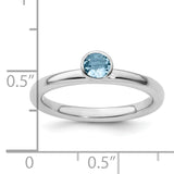 Sterling Silver Stackable Expressions High 4mm Round Aquamarine Ring