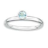 Sterling Silver Stackable Expressions High 4mm Round Aquamarine Ring - shirin-diamonds