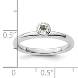 Sterling Silver Stackable Expressions High 4mm Round White Topaz Ring