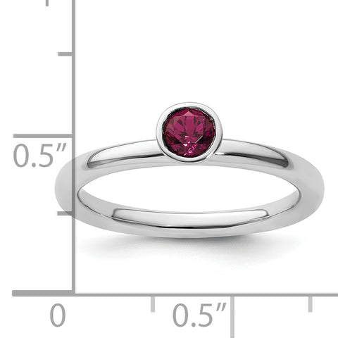 SS Stackable Expressions High 4mm Round Rhodolite Garnet Ring