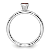Sterling Silver Stackable Expressions High 4mm Round Created Ruby Ring