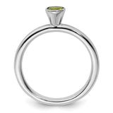 Sterling Silver Stackable Expressions High 4mm Round Peridot Ring