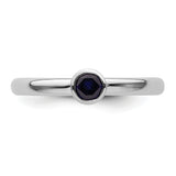 Sterling Silver Stackable Expressions High 4mm Round Cr. Sapphire Ring