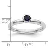 Sterling Silver Stackable Expressions High 4mm Round Cr. Sapphire Ring