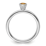 Sterling Silver Stackable Expressions High 4mm Round Citrine Ring