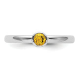 Sterling Silver Stackable Expressions High 4mm Round Citrine Ring