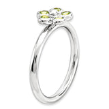 Sterling Silver Stackable Expressions Peridot Flower Ring