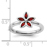 Sterling Silver Stackable Expressions Garnet Flower Ring
