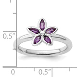 Sterling Silver Stackable Expressions Amethyst Flower Ring
