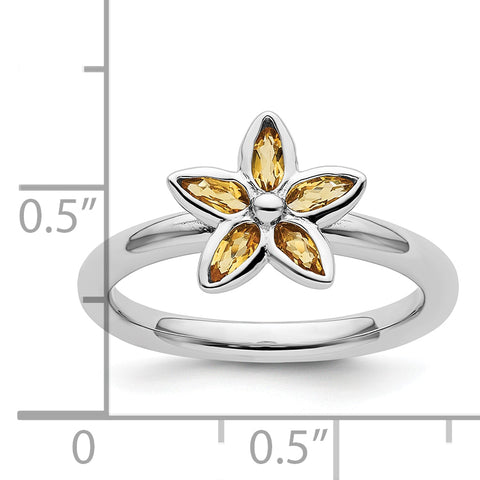Sterling Silver Stackable Expressions Citrine Flower Ring