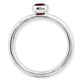 Sterling Silver Stackable Expressions Low 4mm Round Garnet Ring
