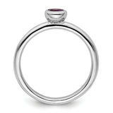 Sterling Silver Stackable Expressions Low 4mm Round Amethyst Ring