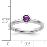 Sterling Silver Stackable Expressions Low 4mm Round Amethyst Ring