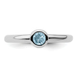 Sterling Silver Stackable Expressions Low 4mm Round Aquamarine Ring