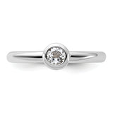 Sterling Silver Stackable Expressions Low 4mm Round White Topaz Ring