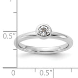 Sterling Silver Stackable Expressions Low 4mm Round White Topaz Ring