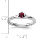 SS Stackable Expressions Low 4mm Round Rhodolite Garnet Ring