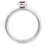 Sterling Silver Stackable Expressions Low 4mm Round Cr. Ruby Ring