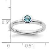 Sterling Silver Stackable Expressions Low 4mm Round Blue Topaz Ring