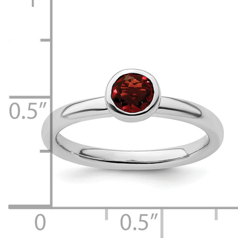 Sterling Silver Stackable Expressions Low 5mm Round Garnet Ring