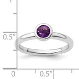 Sterling Silver Stackable Expressions Low 5mm Round Amethyst Ring