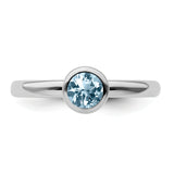 Sterling Silver Stackable Expressions Low 5mm Round Aquamarine Ring