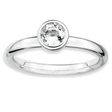 Sterling Silver Stackable Expressions Low 5mm Round White Topaz Ring - shirin-diamonds