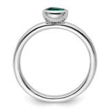 Sterling Silver Stackable Expressions Low 5mm Round Cr. Emerald Ring Size 10