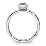 Sterling Silver Stackable Expressions Low 5mm Round Cr. Ruby Ring Size 8