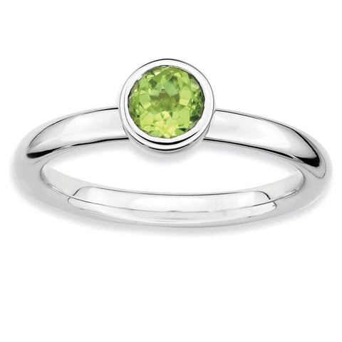 Sterling Silver Stackable Expressions Low 5mm Round Peridot Ring - shirin-diamonds