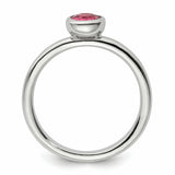 SS Stackable Expressions Low 5mm Round Pink Tourmaline Ring