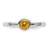 Sterling Silver Stackable Expressions Low 5mm Round Citrine Ring Size 7