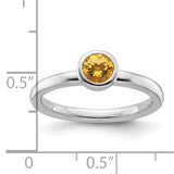Sterling Silver Stackable Expressions Low 5mm Round Citrine Ring Size 7