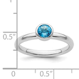 Sterling Silver Stackable Expressions Low 5mm Round Blue Topaz Ring