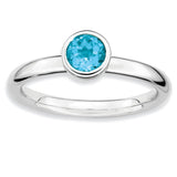 Sterling Silver Stackable Expressions Low 5mm Round Blue Topaz Ring - shirin-diamonds