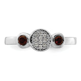 Sterling Silver Stackable Expressions Dbl Round Garnet & Dia. Ring